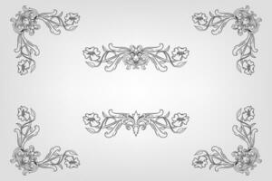 Classical Baroque Filigree Decoration Ornament Vintage Floral Border Style Antique Art Retro vector