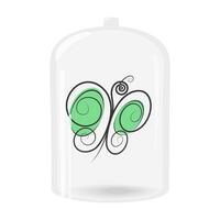 Stylized butterfly inside a transparent glass flask. Greetings or invitations cards design concept vector