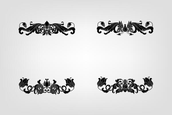 Classical Baroque Filigree Decoration Ornament Vintage Floral Border Style Antique Art Retro