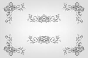 Classical Baroque Filigree Decoration Ornament Vintage Floral Border Style Antique Art Retro vector