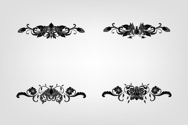 Classical Baroque Filigree Decoration Ornament Vintage Floral Border Style Antique Art Retro