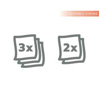 Two or three layers paper or towel line icons. 2, 3 layer outline icon set. vector