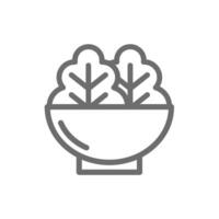 Salad bowl line vector icon. Salads, lettuce editable stroke symbol.