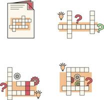 Crossword Puzzle Day In Different Design. Isolated On White Background. Vector Illustration Set.