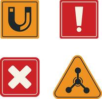 Set of Different Danger Warning Attention. In Geometric Shape. Isolated Vector Illustration.