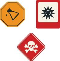 Set of Different Danger Warning Attention. In Geometric Shape. Isolated Vector Illustration.