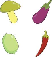 Fruits and Vegetables With Flat Design. Vector Illustration Set.