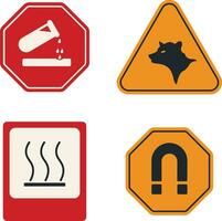 Set of Different Danger Warning Attention. In Geometric Shape. Isolated Vector Illustration.