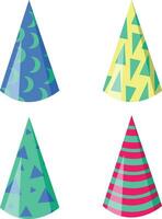 Set of New Year Hat. With Colorful Design. Vector Illustration.