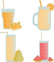 Collection of Fruit Juice Smoothie. With Seamless Cartoon Design. Isolated Vector Icon.