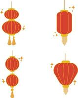 Collection of Lantern Chinese New Year. With Simple Shape. Vector Illustration.