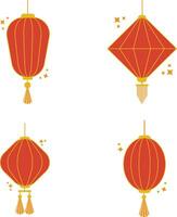 Collection of Lantern Chinese New Year. With Simple Shape. Vector Illustration.