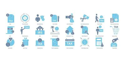 Tax icons set. Set of editable stroke icons.Vector set of Tax vector