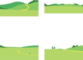 Collection of Field Green Hills. With Aesthetic Design. Isolated Vector Icon.