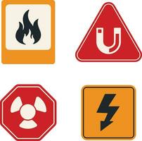 Set of Different Danger Warning Attention. In Geometric Shape. Isolated Vector Illustration.