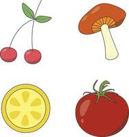 Fruits and Vegetables With Flat Design. Vector Illustration Set.