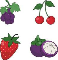 Fruits and Vegetables With Different Types. Isolated On White Background. Vector Illustration Set.