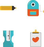 Collection of Art Supplies. With Trendy Cartoon Design Style. Isolated Vector Icon.