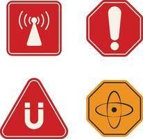 Set of Different Danger Warning Attention. In Geometric Shape. Isolated Vector Illustration.