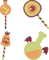 Halloween Candy Icon Set. With Spooky Cartoon Design and Shape. Vector Illustration.