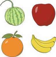 Fruits and Vegetables With Flat Design. Vector Illustration Set.