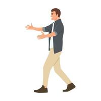 Young man ask for a hug side view. vector