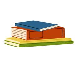 pilas de libros para lectura. literatura, diccionarios, enciclopedias, planificadores con marcadores pila de libros de texto para educación. de colores plano vector ilustración aislado en blanco antecedentes