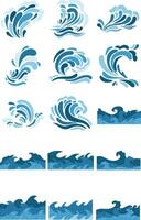 Fresh Blue Water Splash Element Illustration Set vector