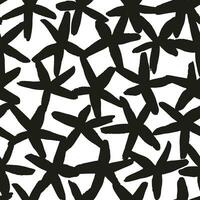 Hand drawn stars ink strokes in a seamless monochrome pattern. vector