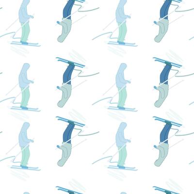 Seamless pattern of skier.