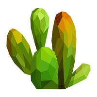 Polygonal green cactus. Minimalist low poly art style. vector