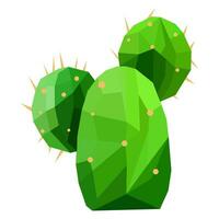 Polygonal green cactus. Minimalist low poly art style. vector