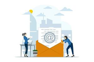 Marketing email concept. Work process, New email messages, Emails and messages, Email marketing campaigns, Social Online Chat Messages, Spam. New Email, Email marketing work process, New email message vector