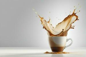 AI generated Aromatic coffee splash and splatter in a glass photo