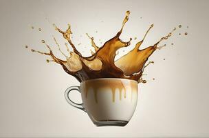 AI generated Aromatic coffee splash and splatter in a glass photo