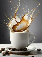 AI generated Aromatic coffee splash and splatter in a glass photo