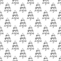 Seamless pattern with geometric minimal scandinavian Christmas tree doodle for decorative print, wrapping paper, greeting cards and fabric vector