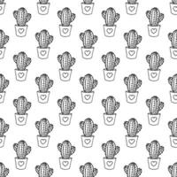 Seamless pattern with cactus doodle for decorative print, wrapping paper, greeting cards and fabric vector