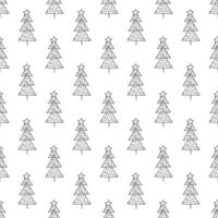 Seamless pattern with geometric minimal scandinavian Christmas tree doodle for decorative print, wrapping paper, greeting cards and fabric vector