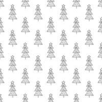 Seamless pattern with geometric minimal scandinavian Christmas tree doodle for decorative print, wrapping paper, greeting cards and fabric vector