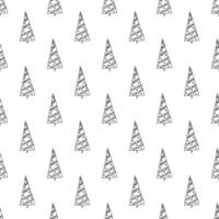 Seamless pattern with geometric minimal scandinavian Christmas tree doodle for decorative print, wrapping paper, greeting cards and fabric vector