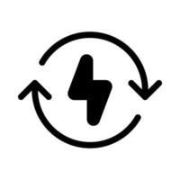 Flash recycle icon for charging and renewable energy vector