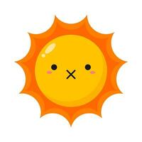 Flat illustration of cute sun cartoon on isolated background vector