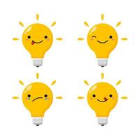 Flat illustration of cute light bulb cartoon on isolated background vector