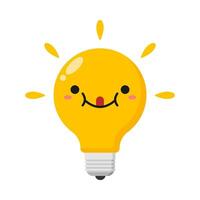 Flat illustration of cute light bulb cartoon on isolated background vector