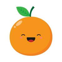 plano ilustración de linda naranja Fruta dibujos animados en aislado antecedentes vector