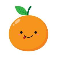 plano ilustración de linda naranja Fruta dibujos animados en aislado antecedentes vector