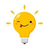 Flat illustration of cute light bulb cartoon on isolated background vector