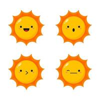 Flat illustration of cute sun cartoon on isolated background vector