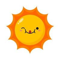 Flat illustration of cute sun cartoon on isolated background vector